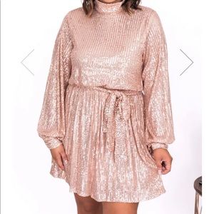 Pink Lily Rose Gold Sequin M Dress